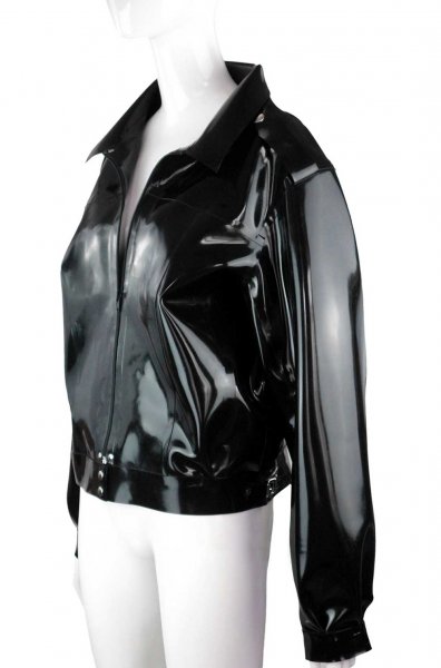 latex biker jacke