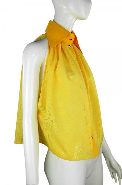 upcycling Bluse mit Kragen gelb