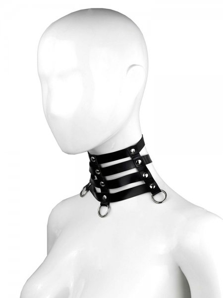 LATEX Halsband mit Riemen