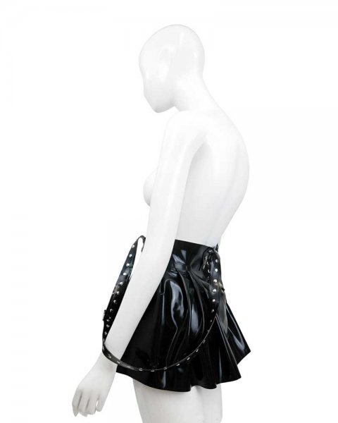 LATEX Belt with ruffleskirt and rivets